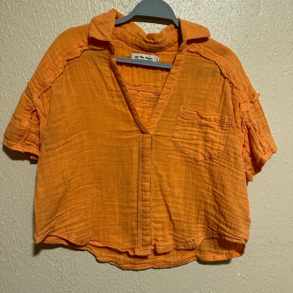 Free People We The Free Soft Gauze Collar Button Top Size Medium - Picture 3 of 9